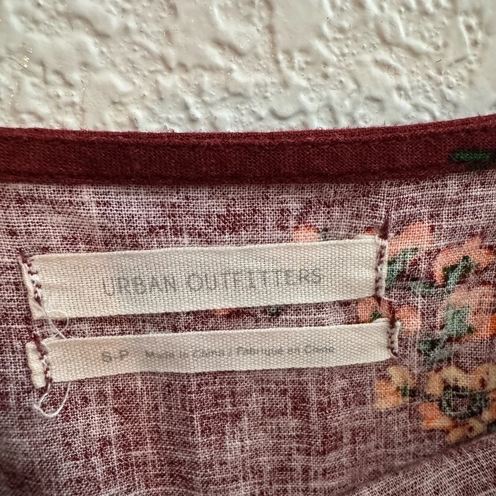 Urban Outfitters Ester Linen Red Floral Tie front Sundress Small